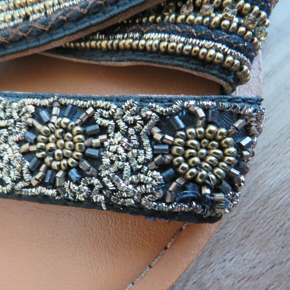 ANTHROPOLOGIE JASPER & JEERA La Plata Boho Beaded Slide Sandals - Size US 7.5 - Picture 4 of 14